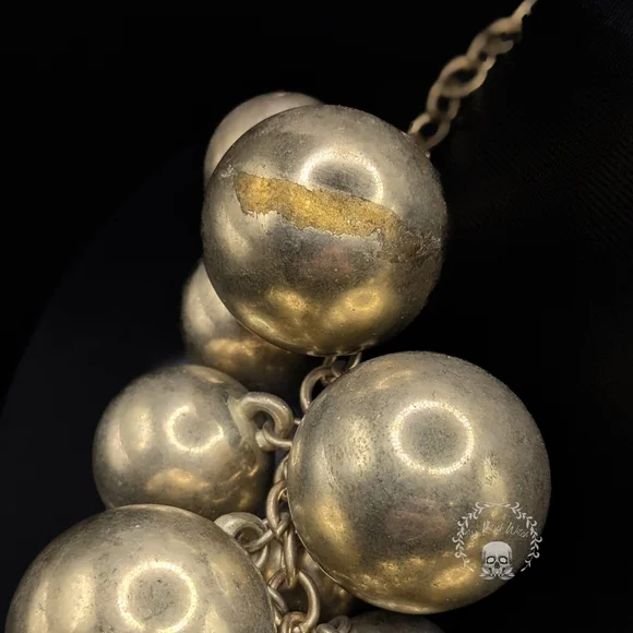 Modern Gold Toned Metal Bubble Bauble Beaded Necklace - Picture 4 of 5
